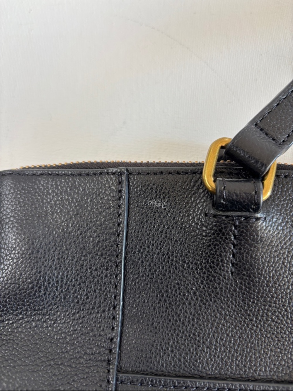 Fossil Black Leather Tote with Gold Accents - Picture 12 of 16